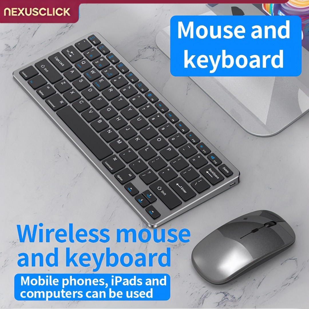 Gaming Keyboard And Mouse Combo Wireless - เน็กซัสคลิก 2.4G คีย์บอร์ดไร้สายเมาส์คอมโบ, ชุดคีย์บอร์ดมัลติมีเดียขนาดเล็กแบบชาร์จได้ตามหลักสรีรศาสตร์สำหรับพีซีแล็ปท็อปแมคบุค