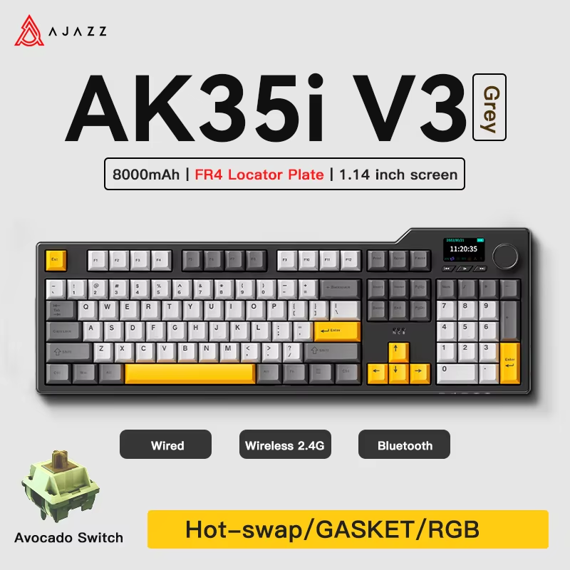 Gaming Keyboard Hot Swappable - คีย์บอร์ดเกมมิ่ง Ajazz AK35I V3 MAX แบบสามโหมด