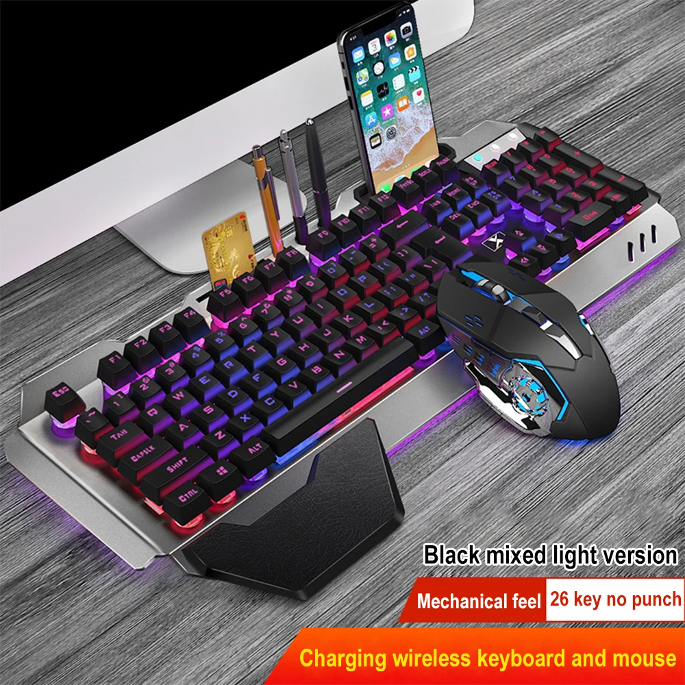 Gaming Keyboard And Mouse Combo Wireless - ชุดแป้นพิมพ์และเมาส์ไร้สาย2.4G แบบชาร์จไฟได้ K680คีย์บอร์ดเกมใช้พอร์ตของสำนักงาน