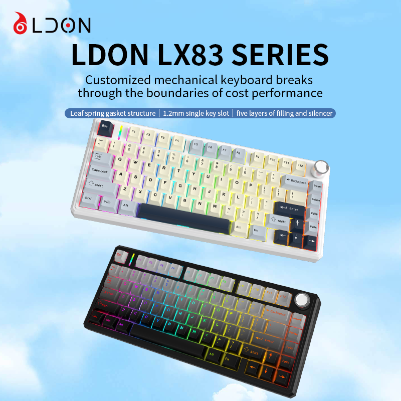 Gaming Keyboard Hot Swappable - คีย์บอร์ดเกมมิ่งแบบกลไกขนาดเต็มรุ่น LDON LX83 พร้อมไฟ RGB แบ็คไลท์