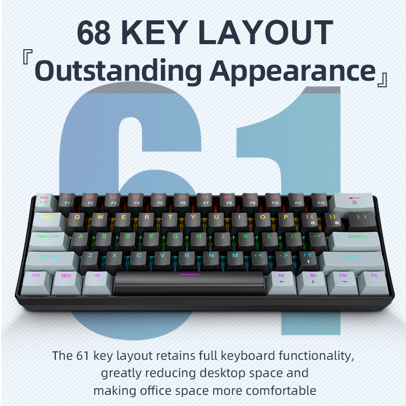 Keyboard Gaming Mac - APAYADO K61 Mini Mechanical Keyboard,แบบมีสาย,61 คีย์,Phantom