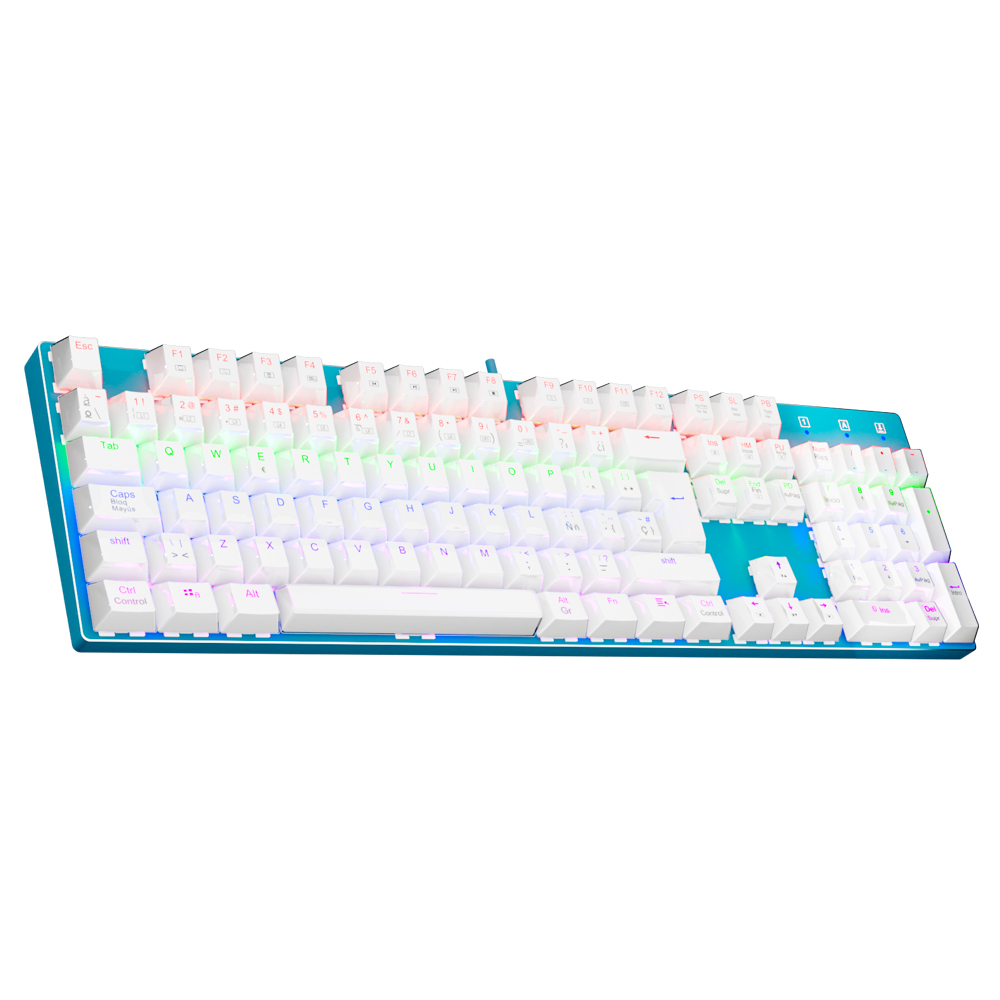 Keyboard Gaming Mac - E-YOOSO Z88 เรนโบว์ ฟอลคอน ยูเอสบีคีย์บอร์ดเกมมิ่งแบบมีสายภาษาสเปนสวิตช์สีฟ้า 104