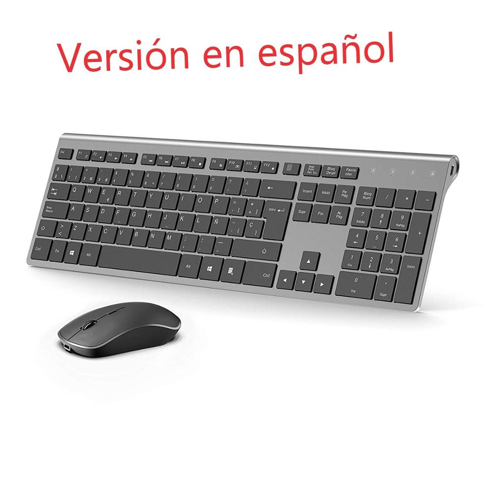 Gaming Keyboard And Mouse Combo Wireless - ชุดแป้นพิมพ์และเมาส์ไร้สายแบบเสียบปลั๊กแอนด์เพลย์เม้าส์และคีย์บอร์ดคอมโบชาร์จได้ตามหลักสรีรศาสตร์รูปแบบภาษาสเปน