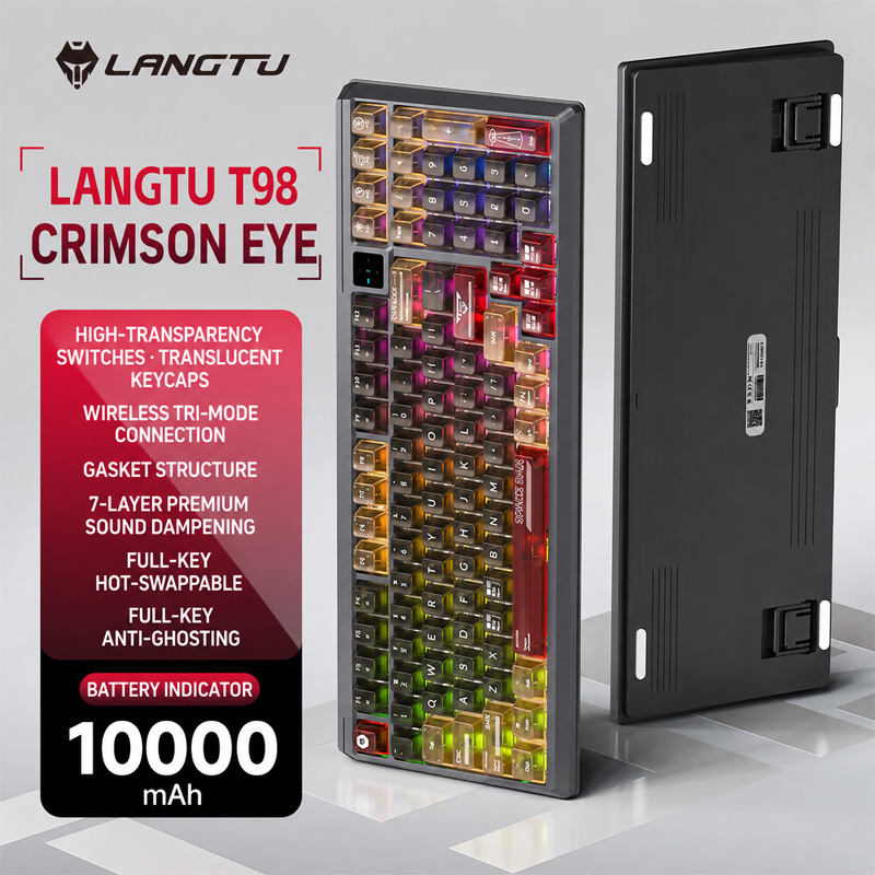 Gaming Keyboard And Mouse Combo Wireless - ชุดคีย์บอร์ดและเมาส์แบบมีสายและไร้สาย Langtu T98 รุ่น Tri Mode