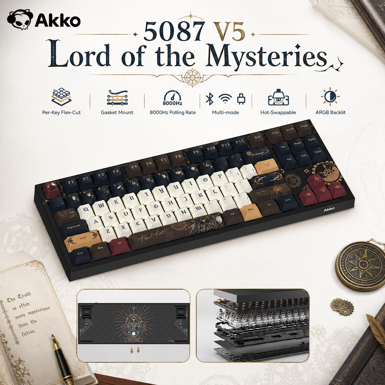 Gaming Keyboard Hot Swappable - คีย์บอร์ดกลไกไร้สาย Akko Lord of the Mysteries