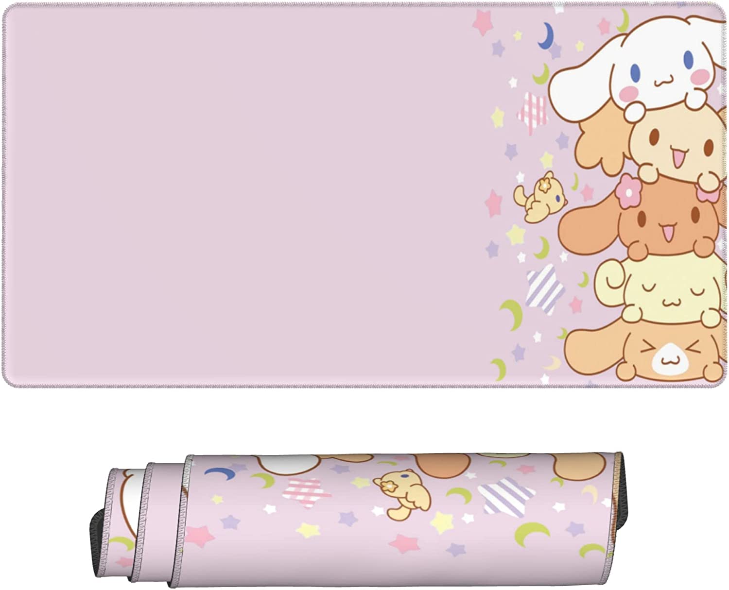 Gaming Keyboard And Mouse - Kawaii น่ารักสุนัขเมาส์แผ่นความแปลกใหม่อะนิเมะขนาดใหญ่สีชมพูแป้นพิมพ์ลื่น Extended Extended แผ่นรองปูโต๊ะกันน้ำ XXL