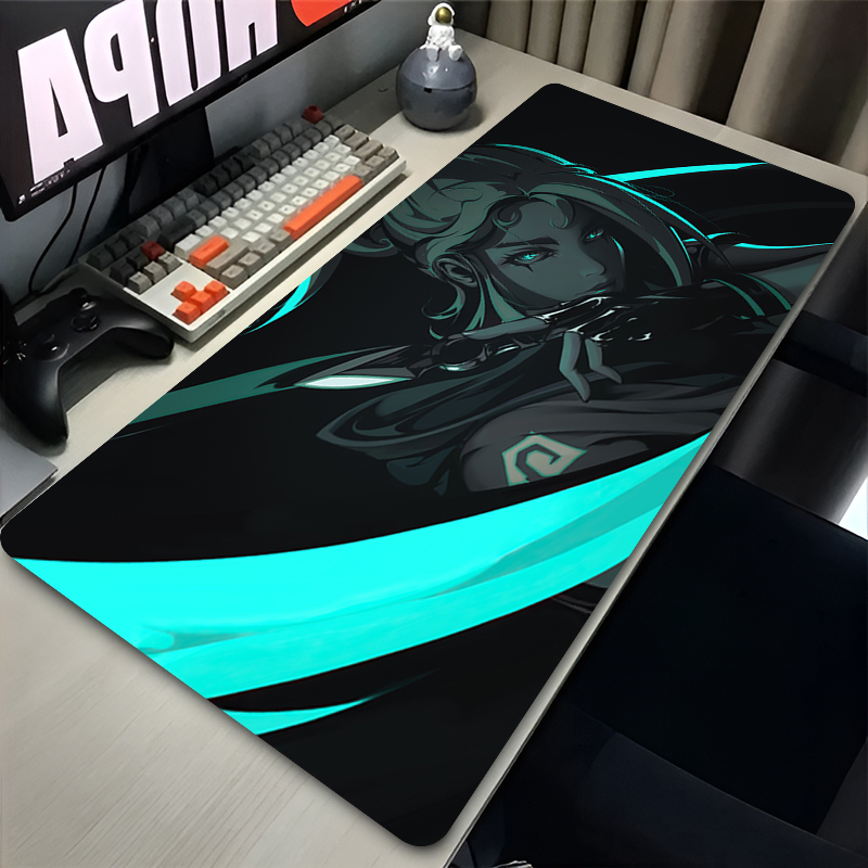 Gaming Keyboard Theme - แผ่นรองเมาส์เกม Valorant Jett XXL อุปกรณ์เสริมสำหรับเล่นเกมสำนักงาน แผ่นรองคีย์บอร์ดสำหรับเกมเมอร์