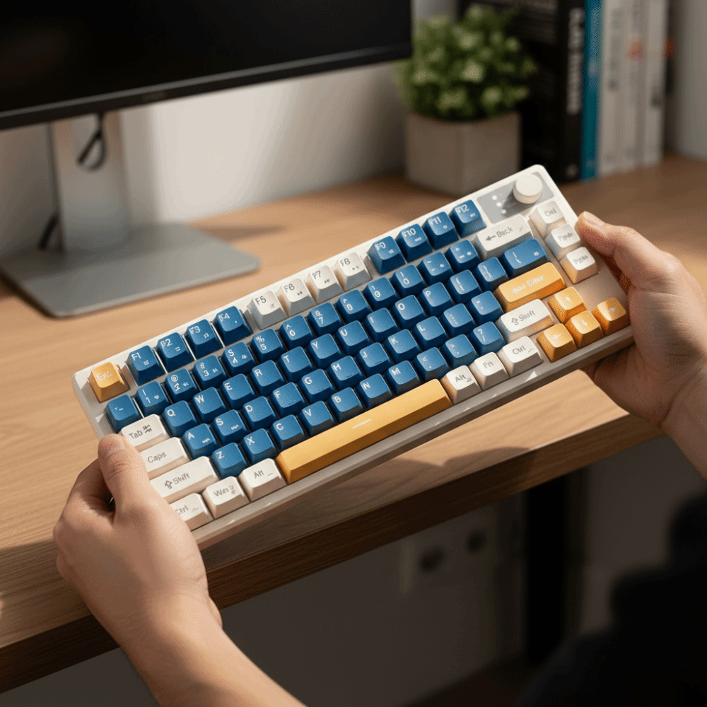 Gaming Keyboard That Is Quiet - คีย์บอร์ดเกมมิ่งแบบมีสาย รูปแบบกะทัดรัด 75 ปุ่ม ให้ความรู้สึกเหมือนคีย์บอร์ดแบบกลไก เงียบพิเศษ