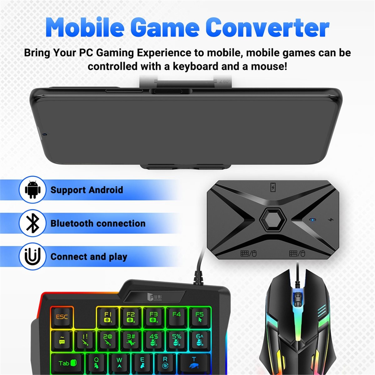 ชุดแปลงเกมมือถือ ABGN Mobilado - Gaming Keyboard And Mouse Converter For Mobile บทวิจารณ์และราคา