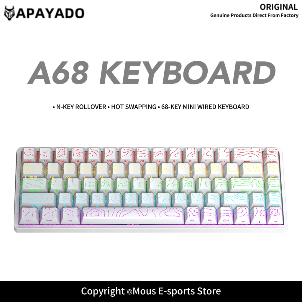 APAYADO A68 คีย์บอร์ดแบบมีสายแ - Gaming Keyboard Hot Swappable บทวิจารณ์และราคา