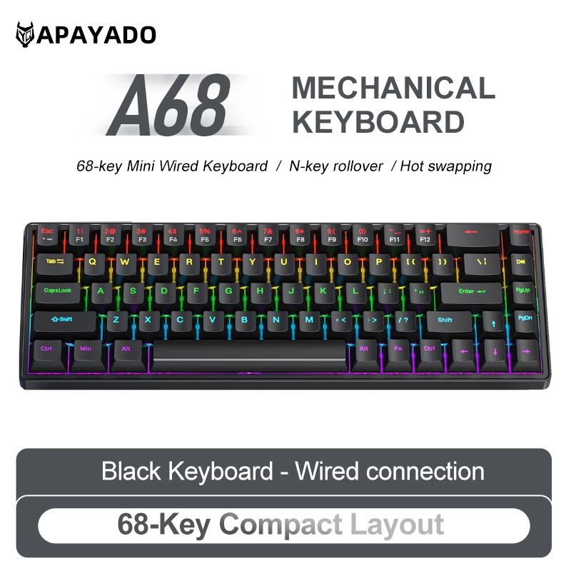 APAYADO A68 คีย์บอร์ดแบบมีสายแ - Gaming Keyboard Hot Swappable บทวิจารณ์และราคา