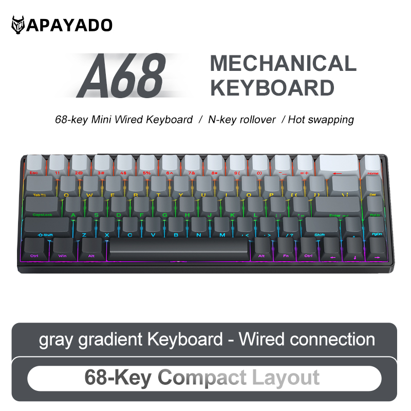 APAYADO A68 คีย์บอร์ดแบบมีสายแ - Gaming Keyboard Hot Swappable บทวิจารณ์และราคา